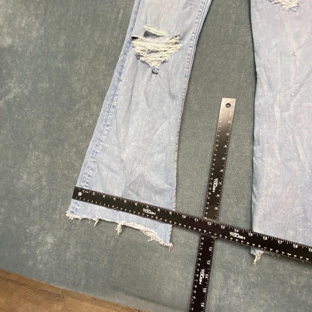 American Eagle Outfitters Flare Jeans Womens 6 Blue Stretch Mid Rise Distressed - Picture 9 of 16